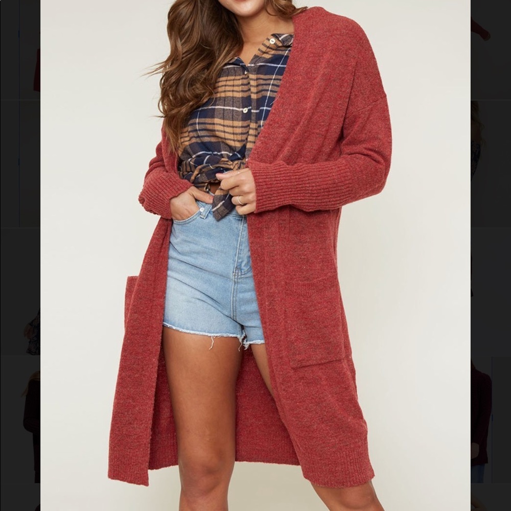Long Rust Cardigan